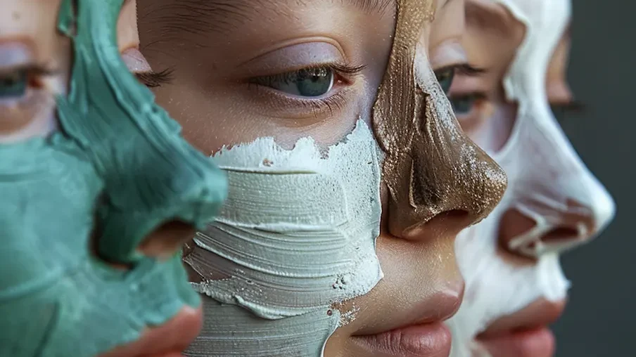 Visages contemplatifs avec des masques colorés