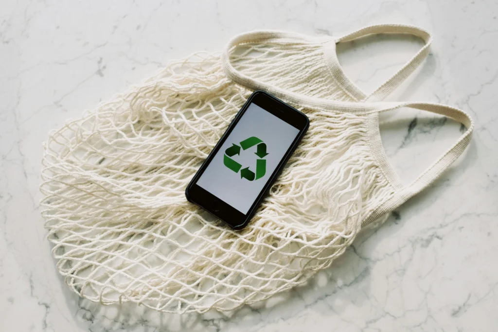 Sac filet avec icône de recyclage