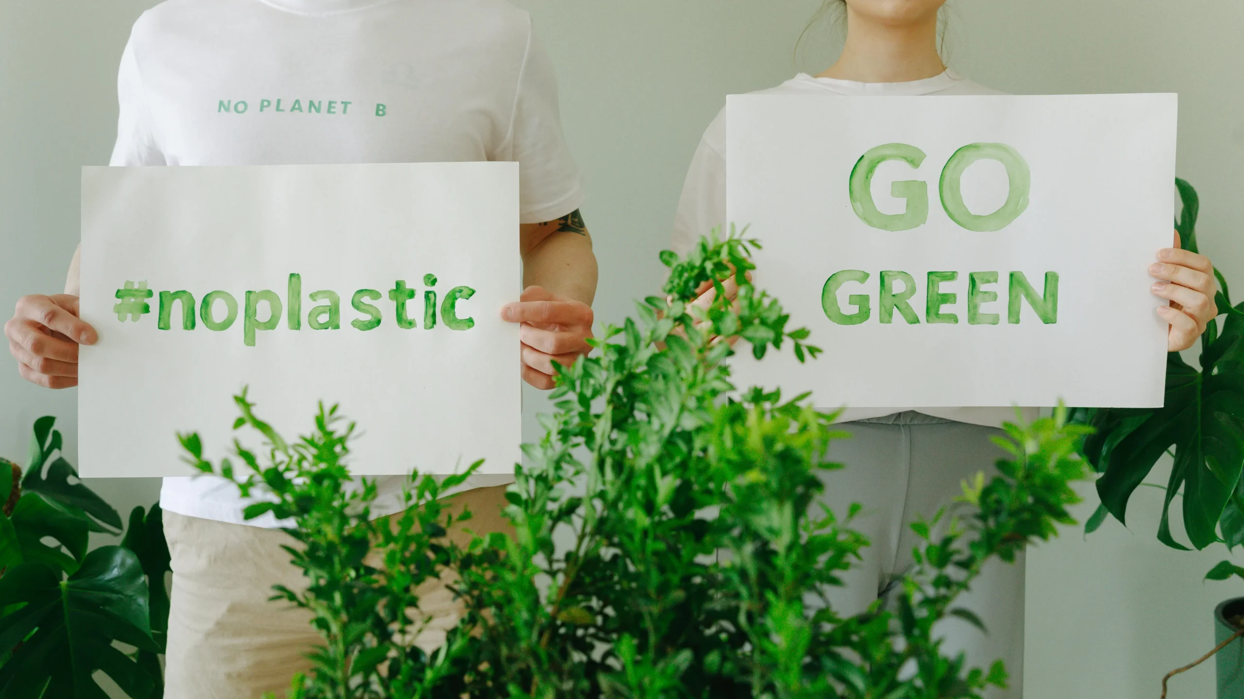 Pancartes "#noplastic" & "GO Green"